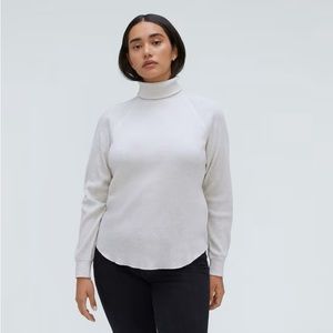 NWT The Organic Cotton Turtleneck Waffle Tee Heathered Grey